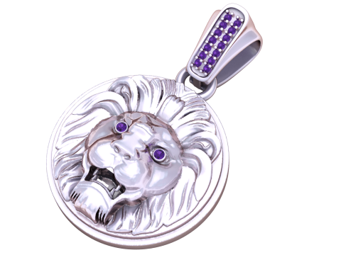 ROUND LION FACES PENDANT 3D PRINTABLE MODEL Model Cetak 3D