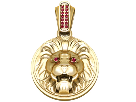 ROUND LION FACES PENDANT 3D PRINTABLE MODEL 3D Print Model