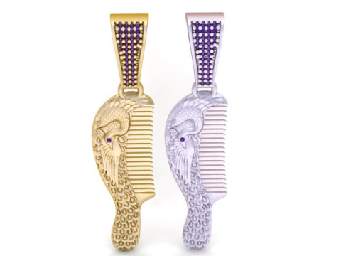 Peacock Comb Pendant 3D Printable Jewelry Model 3D Принт Модель
