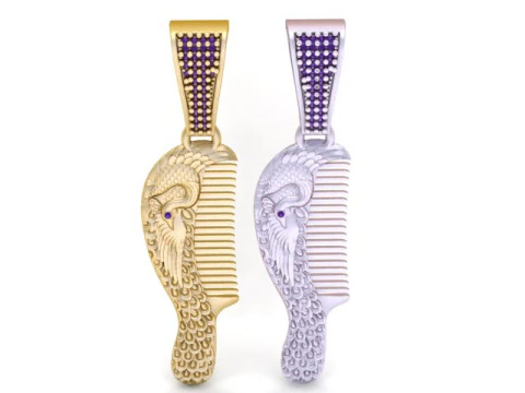 Peacock Comb Pendant 3D Printable Jewelry Model 3D Print Model
