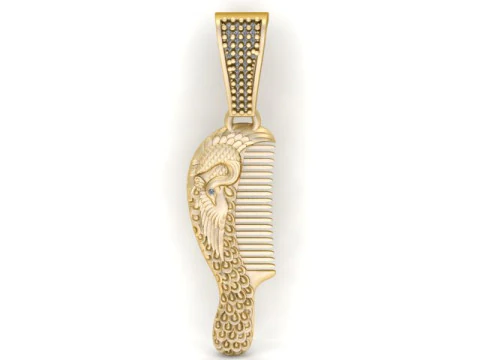 Peacock Comb Pendant 3D Printable Jewelry Model 3D Print Model
