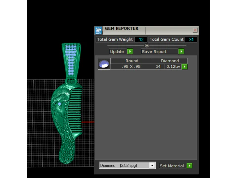 Peacock Comb Pendant 3D Printable Jewelry Model 3D Print Model