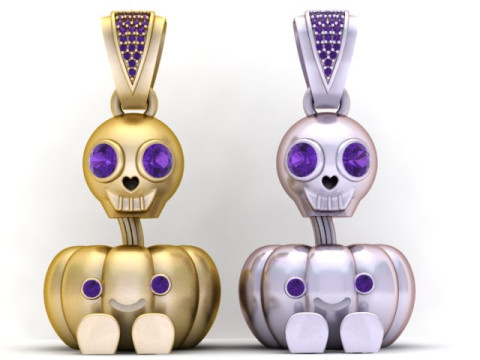 SKULL FACES PUMPKIN PENDANT 3D PRINTABLE MODEL 3D 프린트 모델
