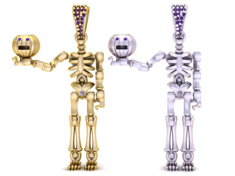 SKULL BODY AND PUMPKIN FACES PENDANT 3D PRINTABLE MODEL 3D Принт Модель