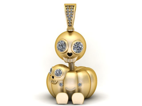 スカルとカボチャのペンダント 3D 印刷可能モデル 3Dプリントモデル