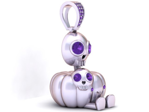 スカルとカボチャのペンダント 3D 印刷可能モデル 3Dプリントモデル