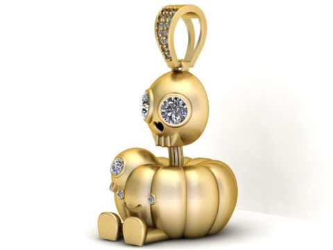 スカルとカボチャのペンダント 3D 印刷可能モデル 3Dプリントモデル