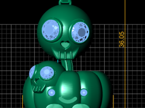 スカルとカボチャのペンダント 3D 印刷可能モデル 3Dプリントモデル