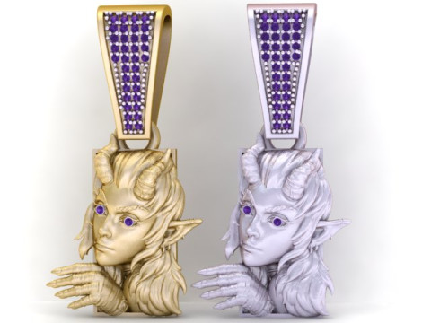 LADY FACES PENDANT 3D PRINTABLE MODEL 3D Принт Модель