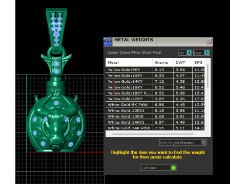 3D-DRUCKBARES MODELL MIT KUHGESICHTER-ANHÄNGER 3D Druckmodell