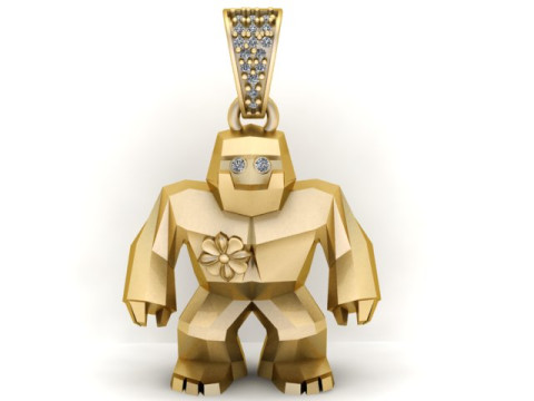 机器人人吊坠 3D 打印模型 3D 打印模型