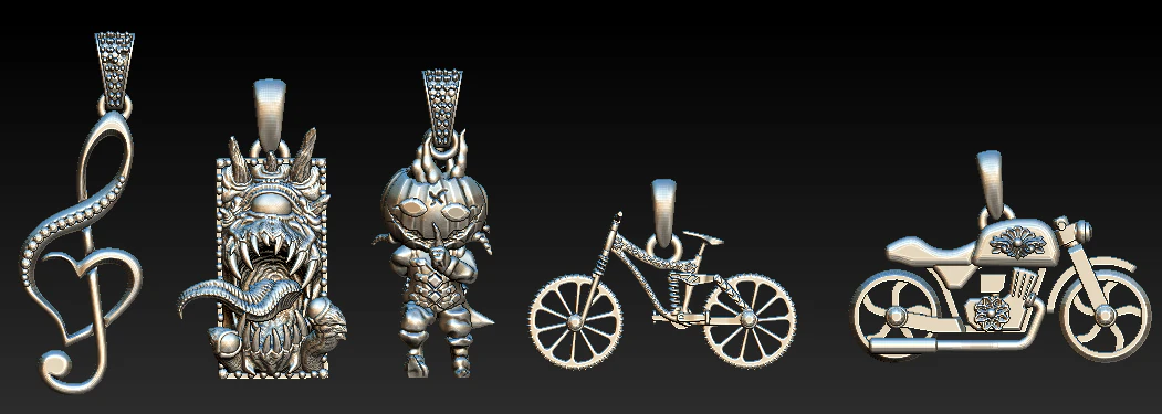 Fantasy Ride Pendant Collection 3D Print Model .c4d .max .obj .3ds .fbx .stl .blend 