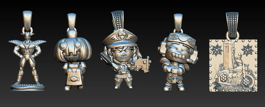 Character Motorbike Pendant Collection 3D Print Model .c4d .max .obj .3ds .fbx .stl .blend