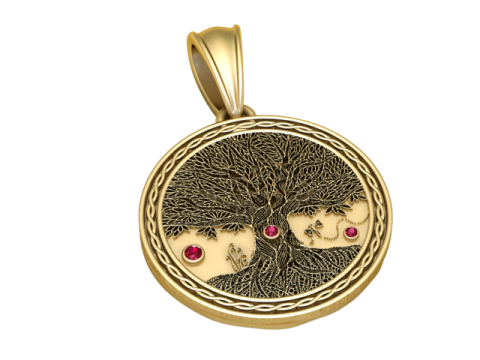 ROUNSD GOLD PENDANT 3D PRINTABLE MODEL Model Cetak 3D