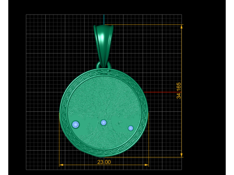 ラウンド ゴールド ペンダント 3D 印刷可能モデル 3Dプリントモデル