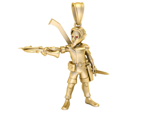 Hero Warrior Gold Pendant 3D Printable Model Model Cetak 3D