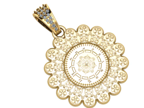 फूल के आकार का सोने का पेंडेंट 3डी प्रिंट करने योग्य मॉडल 3D प्रिंट मॉडल