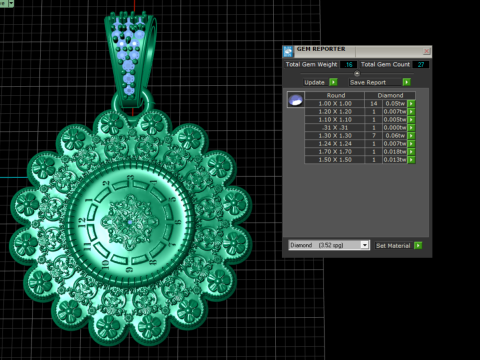 花朵形状金吊坠 3D 可打印模型 3D 打印模型