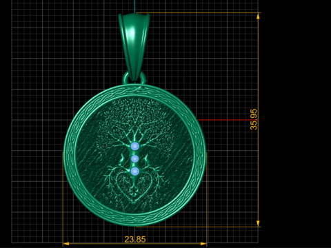 ROUND DESIGN TREE HEART AND PENDANT 3D PRINATBLE MODEL Model Cetak 3D