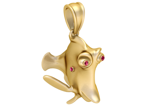 FISH GOLD PENDANT 3D PRINTABLE MODEL Model Cetak 3D