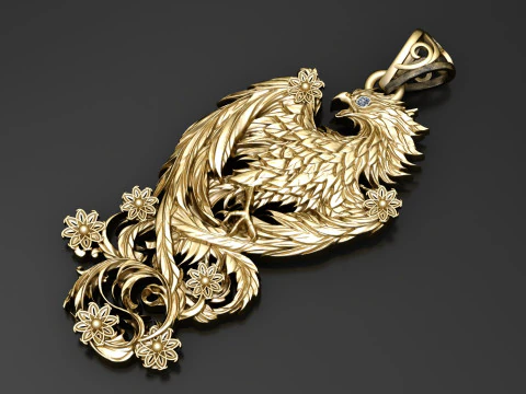 Majestic Phoenix Pendant 3D Print Model