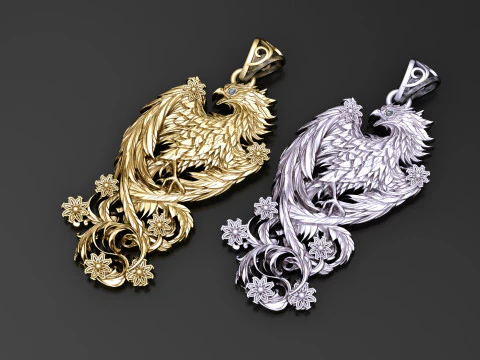 Majestic Phoenix Pendant 3D Print Model