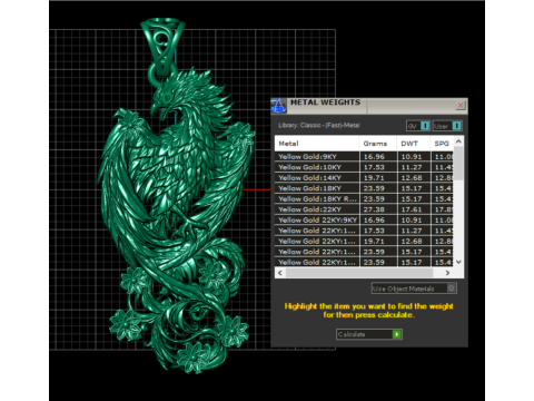 Liontin Phoenix yang Luar Biasa Model Cetak 3D