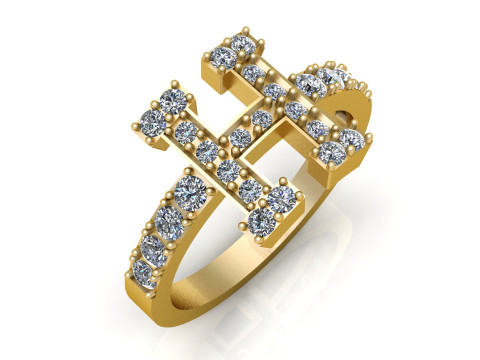 Diamond Cross Gold Ring 3D Принт Модель