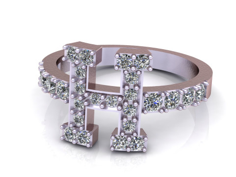 Cincin Emas Salib Berlian Model Cetak 3D