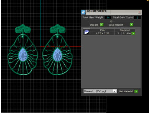 Anting Emas Tetesan Zamrud Model Cetak 3D