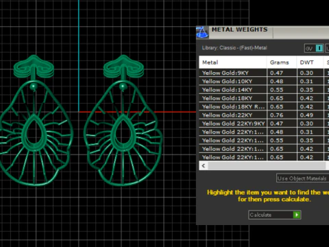 Emerald Drop Gold Earrings 3D Print Model