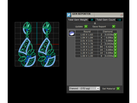 高級エメラルド ダイヤモンド ドロップ イヤリング 3Dプリントモデル