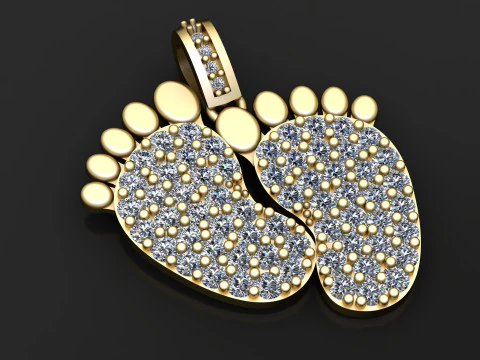 Baby voeten diamanten hanger 3D printmodel