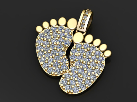 Ciondolo con diamanti piedini di bambino Modello di stampa 3D