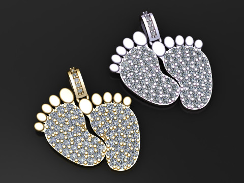 Ciondolo con diamanti piedini di bambino Modello di stampa 3D