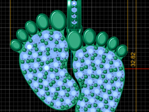 Ciondolo con diamanti piedini di bambino Modello di stampa 3D