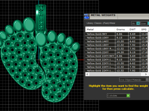 Ciondolo con diamanti piedini di bambino Modello di stampa 3D