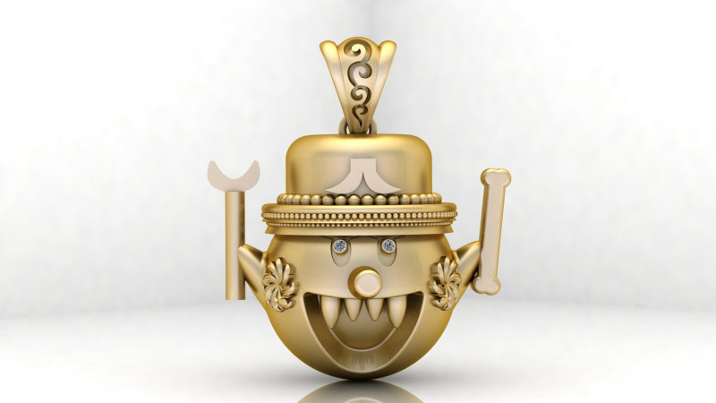 金色怪物吊坠 3D 打印模型 .c4d .max .obj .3ds .fbx .stl .blend