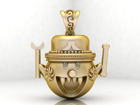 Liontin Monster Emas Model Cetak 3D