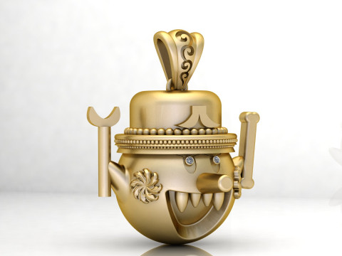 金色怪物吊坠 3D 打印模型