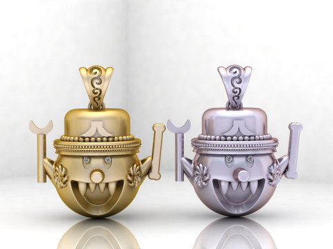 金色怪物吊坠 3D 打印模型
