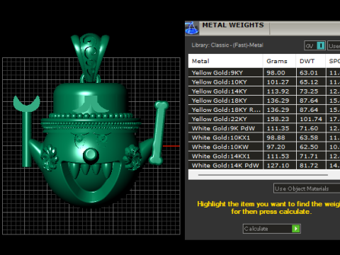 金色怪物吊坠 3D 打印模型