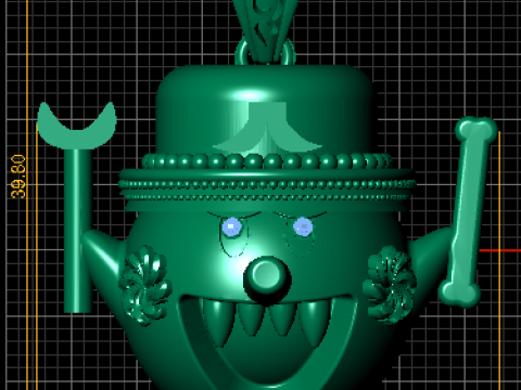 金色怪物吊坠 3D 打印模型