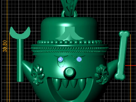 Pingente Monstro Dourado Modelo de Impressão 3D