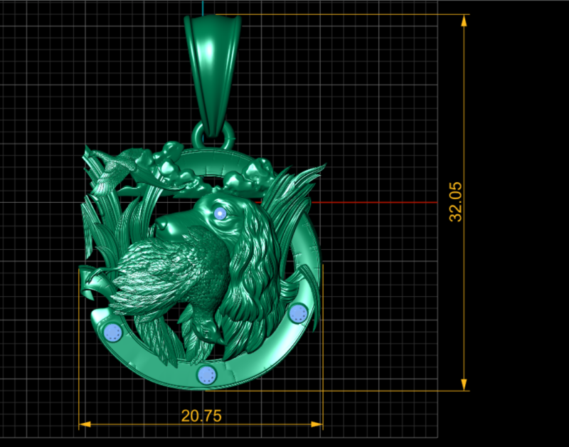 MODELLO STAMPABILE 3D PENDENTE Aquila Predatoria Modello di stampa 3D .c4d .max .obj .3ds .fbx .stl .blend