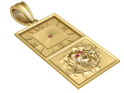 MODELLO STAMPABILE 3D CON PENDENTE OROLOGIO E TESCHIO QUADRATO Modello di stampa 3D