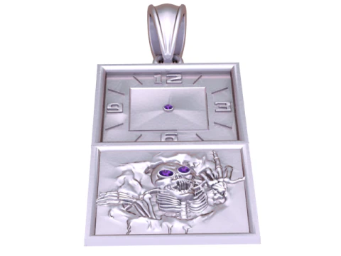 CLOCK AND SQUAR SKULL PENDANT 3D PRINTABLE MODEL 3D Print Model