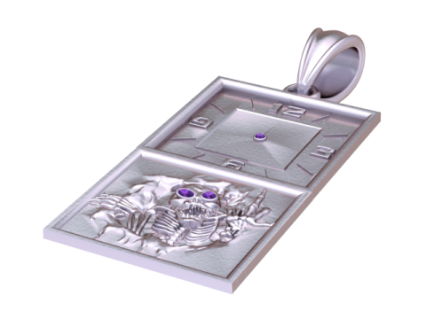 MODELLO STAMPABILE 3D CON PENDENTE OROLOGIO E TESCHIO QUADRATO Modello di stampa 3D