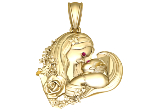 Mom and Baby Pendant 3D Printable Model 3D Print Model