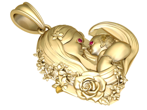 妈妈和宝宝吊坠 3D 打印模型 3D 打印模型